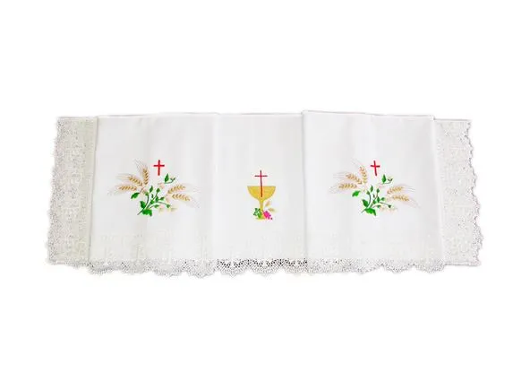 Mantel para mesa de altar de poliéster y algodón con puntilla ... Mantel para mesa de altar de poliéster y algodón con puntilla ...