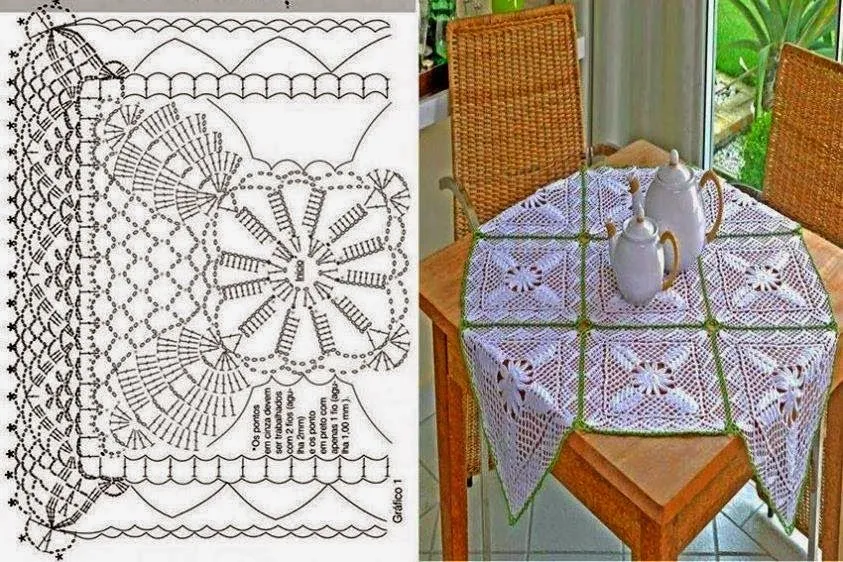 Mantel tejido al crochet con grannys cuadrados - con esquema ...