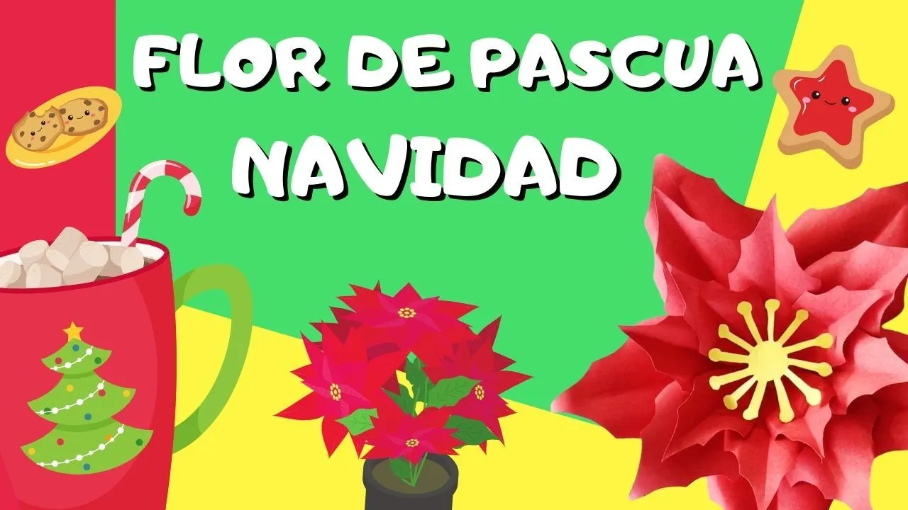 Manualidad de Flor de Pascua navideña con papel Manualidad de Flor de Pascua navideña con papel