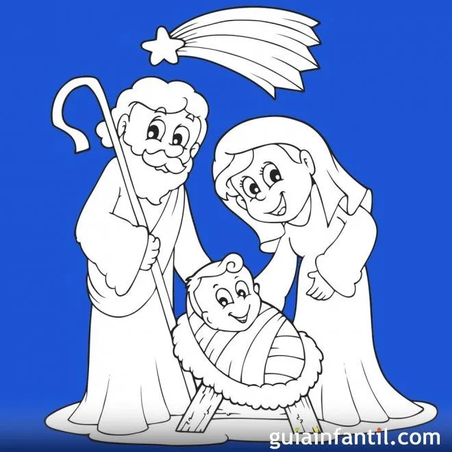 Manualidad infantil para recortar y colorear un Belén de Navidad Manualidad infantil para recortar y colorear un Belén de Navidad
