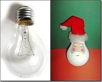 Manualidad papá Noel con una bombilla o foco | Jugar y colorear Manualidad papá Noel con una bombilla o foco | Jugar y colorear