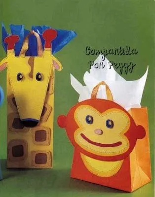 Manualidades bolsas para regalo jirafa y mono | Imágenes y fotos Manualidades bolsas para regalo jirafa y mono | Imágenes y fotos