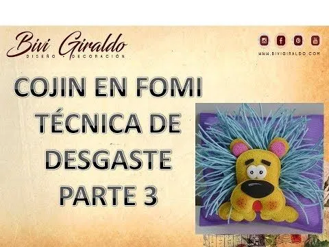 Manualidades, Cojín decorativo en fomi con técnica de desgaste ...