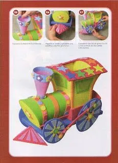 Manualidades fáciles y lindas: Tren de fomi con moldes y paso a paso