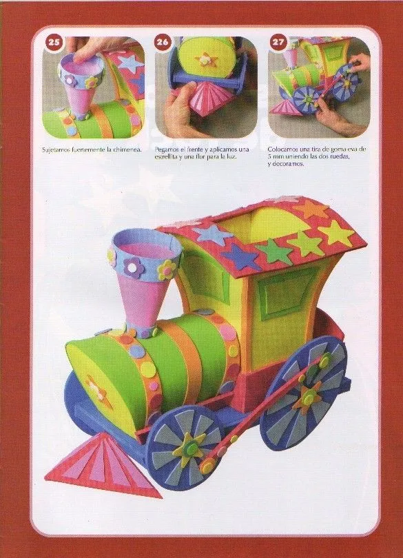 Manualidades fáciles y lindas: Tren de fomi con moldes y paso a paso Manualidades fáciles y lindas: Tren de fomi con moldes y paso a paso