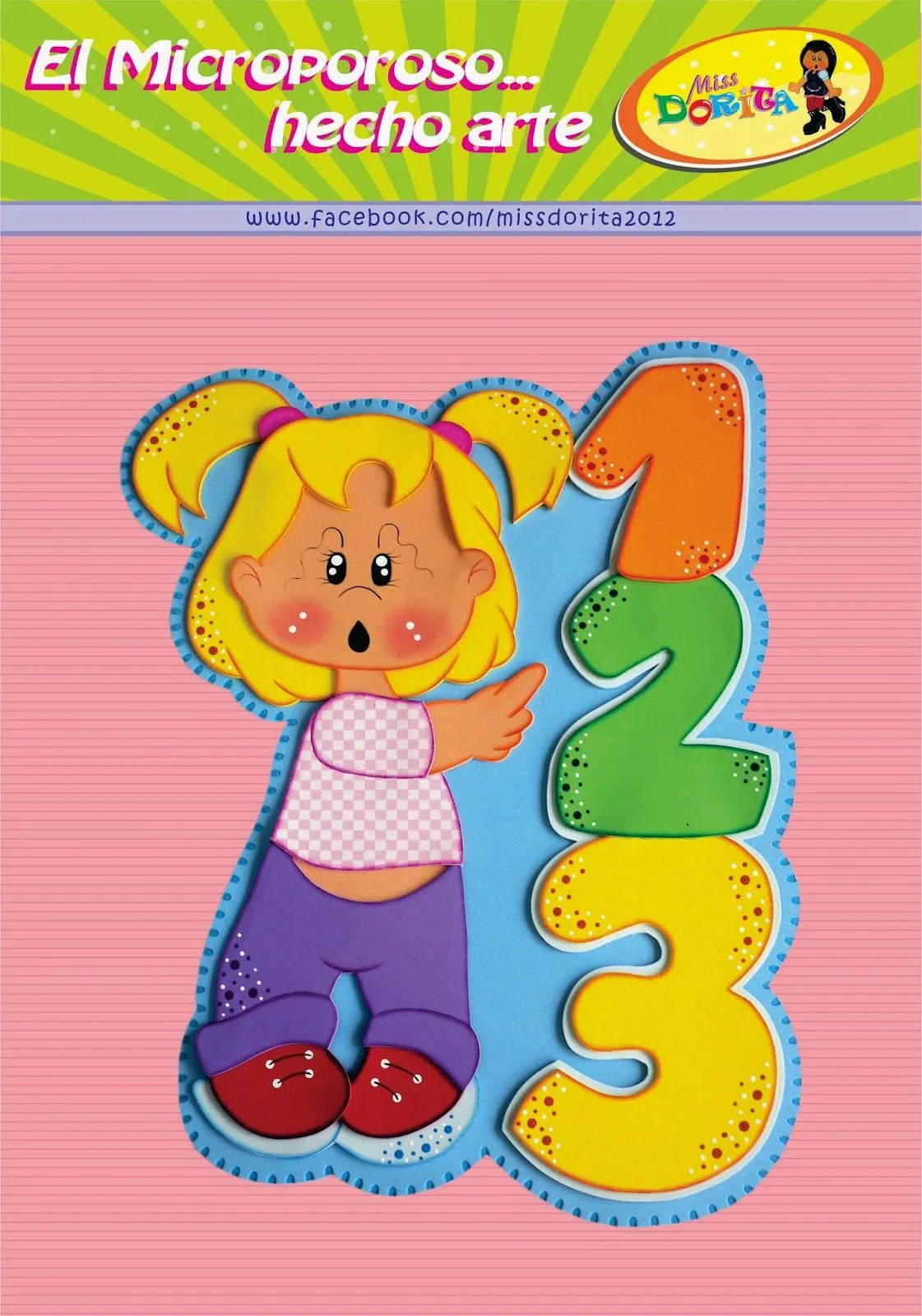 Manualidades en Foami Miss Dorita: Molde Niña con Números Manualidades en Foami Miss Dorita: Molde Niña con Números
