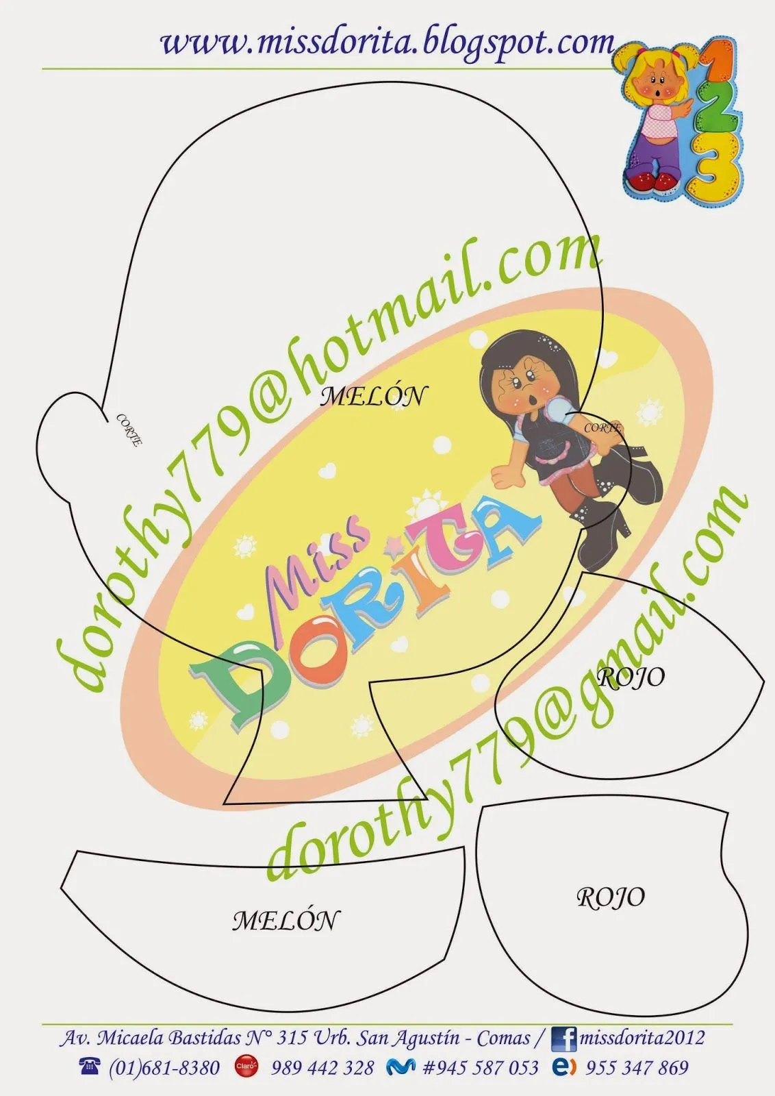 Manualidades en Foami Miss Dorita: Molde Niña con Números Manualidades en Foami Miss Dorita: Molde Niña con Números