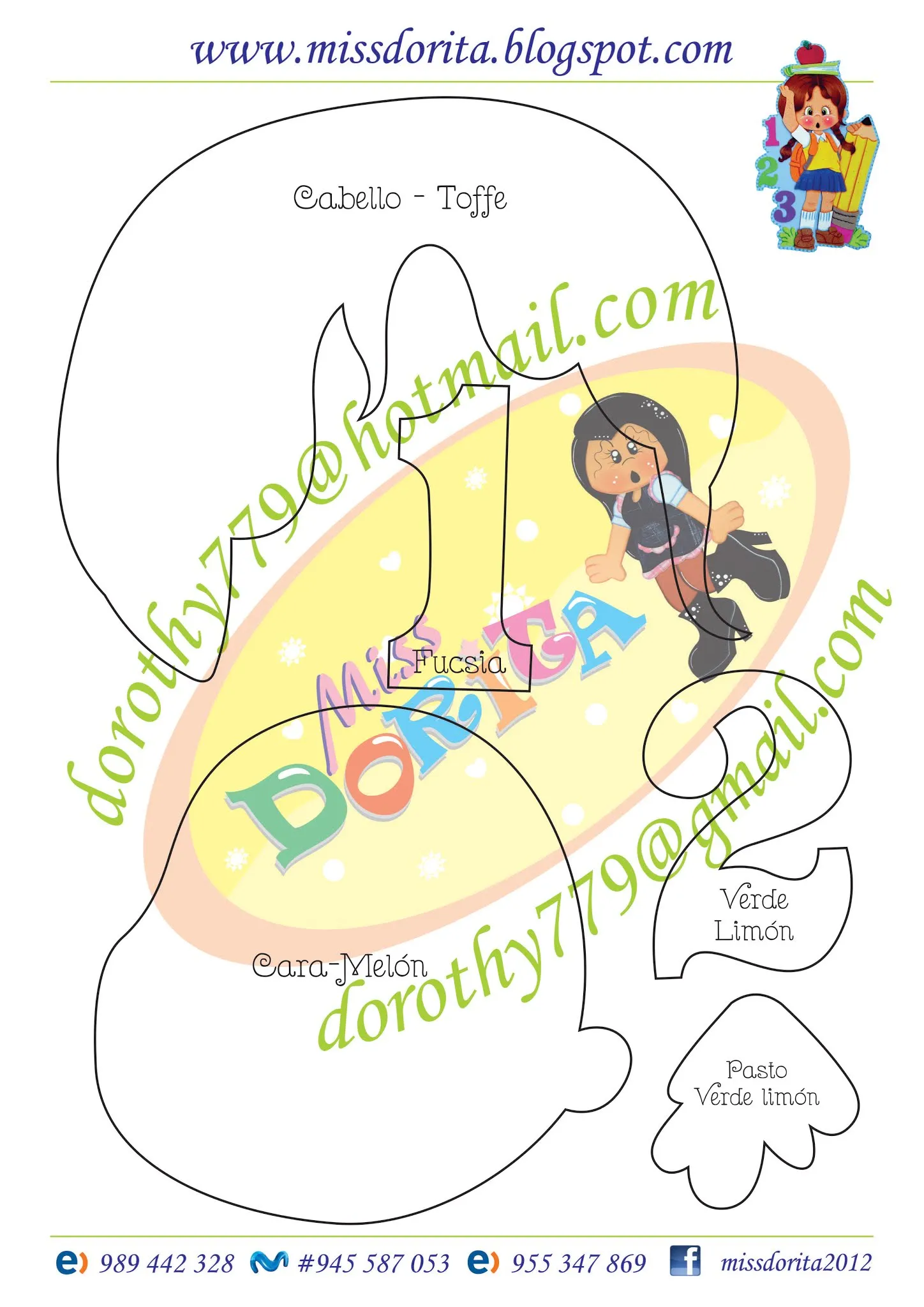 Manualidades en Foami Miss Dorita: Panel niña con Números en Foami Manualidades en Foami Miss Dorita: Panel niña con Números en Foami
