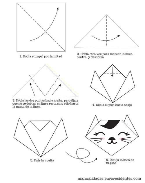 Manualidades: Cómo hacer un gato de origami muy fácil