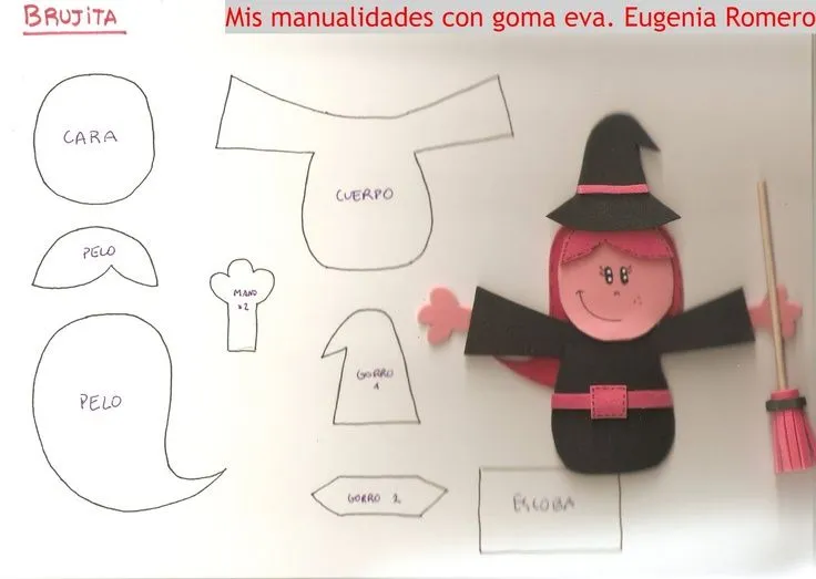 MIS MANUALIDADES CON GOMA EVA Y OTRAS COSITAS: MOLDE BRUJITA ...