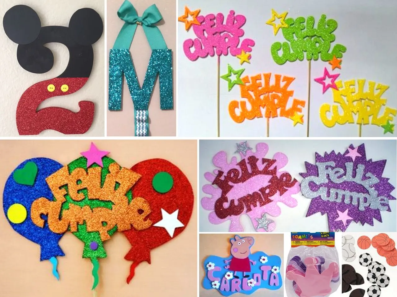 Manualidades en Goma Eva para cumpleaños
