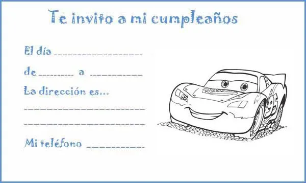 Manualidades con mis hijas: Invitaciones de cumpleaños - Cars ...