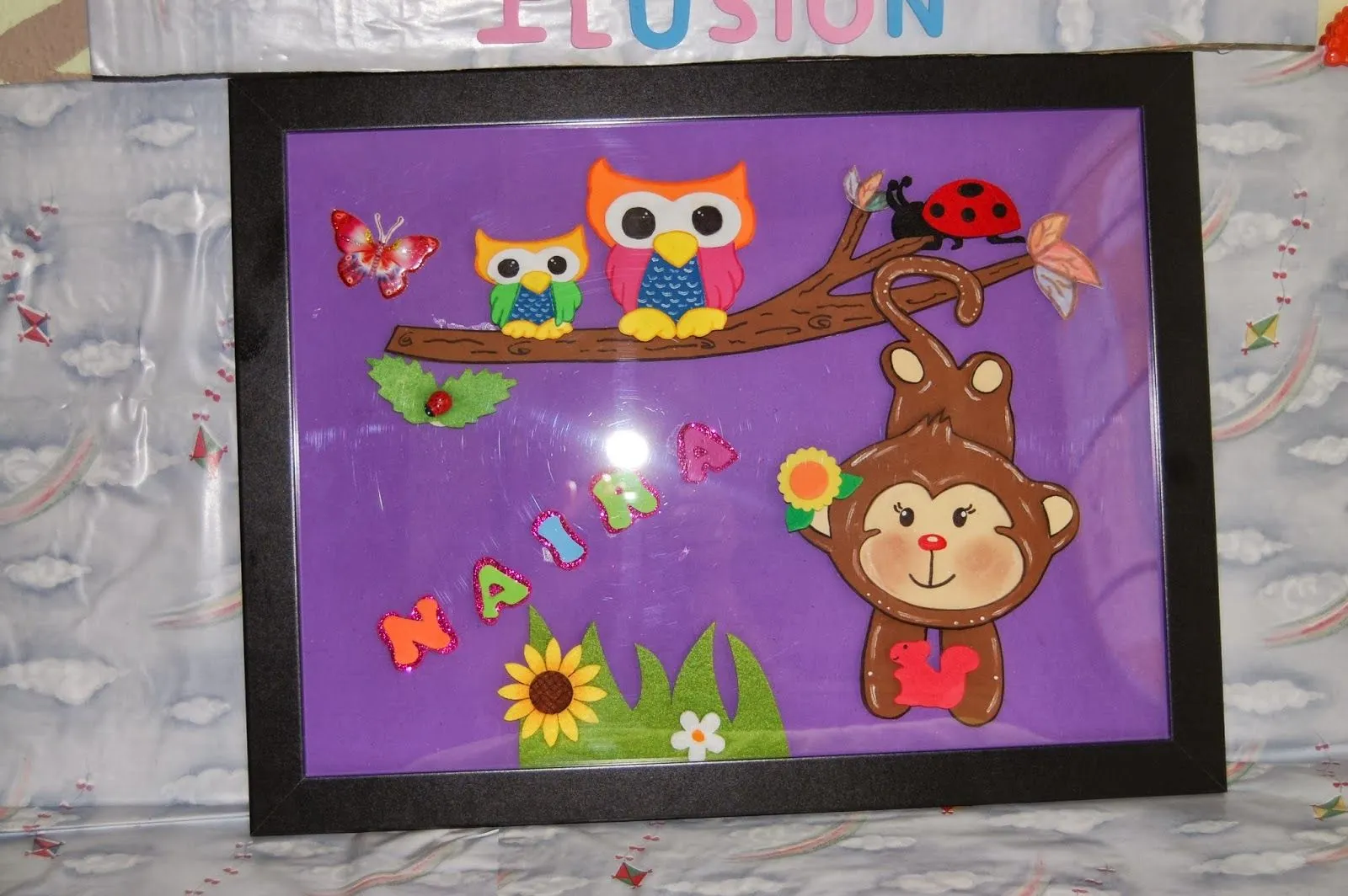 Manualidades con ilusion: CUADRO DE UN MONO