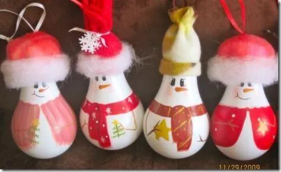 Manualidades navidad bombillas con papá Noel para decoración Manualidades navidad bombillas con papá Noel para decoración