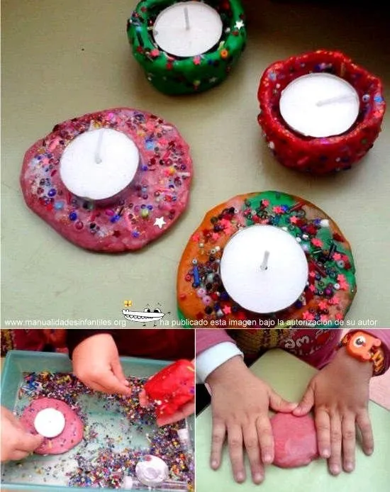 Manualidades de Navidad con plastilina: Portavelas - Manualidades ...