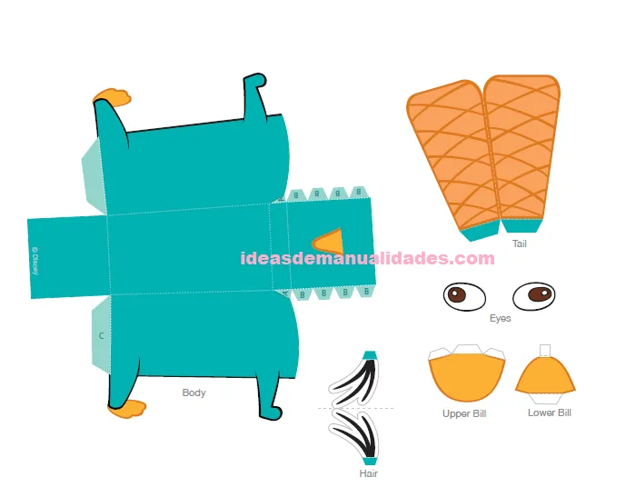 perry el ornitorrinco para armar en papel | Manualidades para ... perry el ornitorrinco para armar en papel | Manualidades para ...