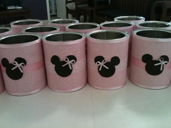 Lata de leite decorada com tecido | Minnie Mouse, Mice and Pink