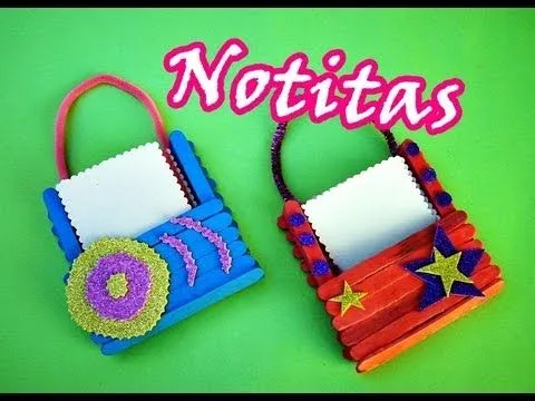 Manualidades con palitos: Porta-notitas Cute ♥♥♥ - YouTube Manualidades con palitos: Porta-notitas Cute ♥♥♥ - YouTube
