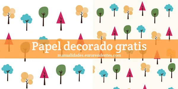 Manualidades: Papel decorado con árboles para imprimir gratis