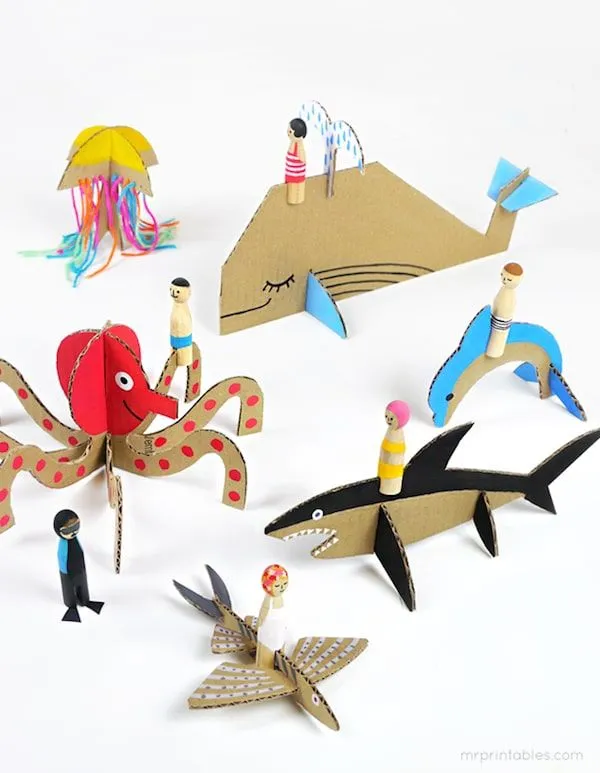 Manualidades recicladas, 5 animales de cartón - Pequeocio Manualidades recicladas, 5 animales de cartón - Pequeocio