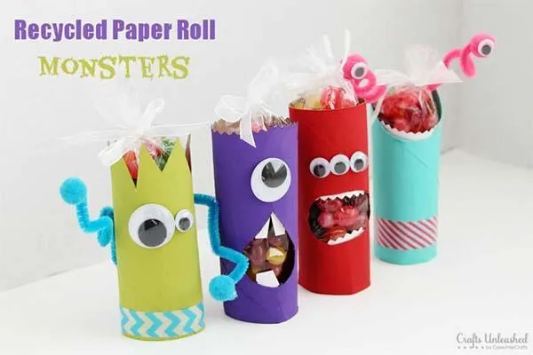 Manualidades con rollos de papel: bolsas de chuches Manualidades con rollos de papel: bolsas de chuches