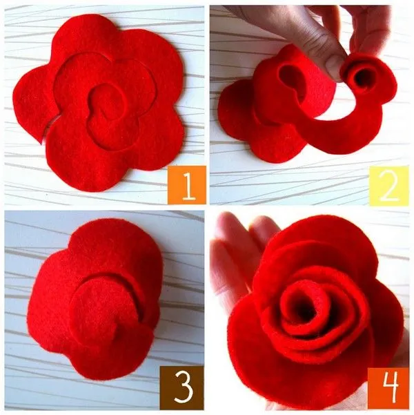 Cómo hacer rosas de fieltro ~ Portal de Manualidades Cómo hacer rosas de fieltro ~ Portal de Manualidades