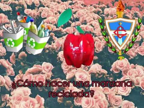 Manzana hecha con materiales reciclados - YouTube