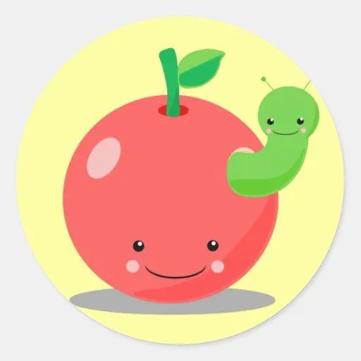 manzana del kawaii pegatina redonda | Zazzle