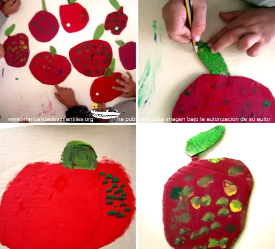 Manzanas de cartón - Manualidades Infantiles Manzanas de cartón - Manualidades Infantiles