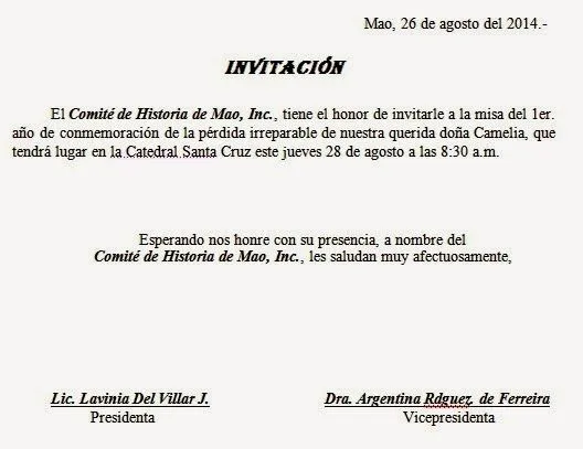 Mao en el Corazón: INVITACIÓN A MISA EN HONOR A DOÑA CAMELIA AL ... Mao en el Corazón: INVITACIÓN A MISA EN HONOR A DOÑA CAMELIA AL ...