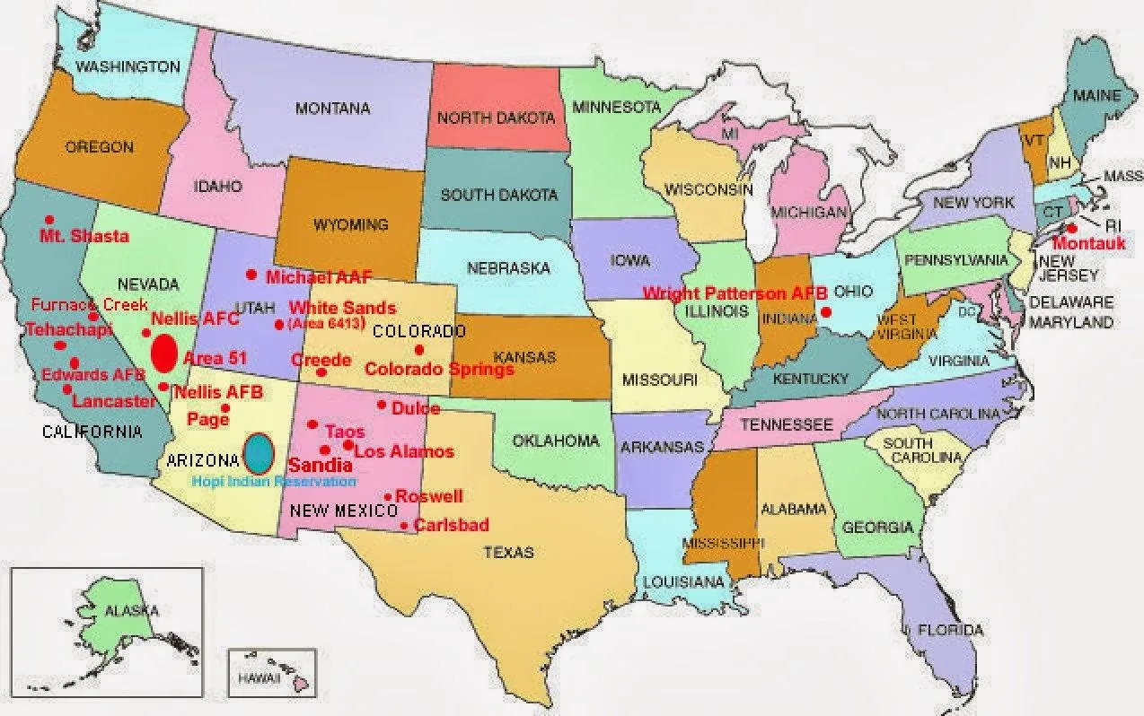 USA Map With Some "Hot Sites" / UFO / OVNI / ALGUNOS SITIOS ...