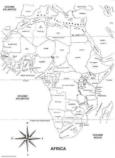 MAPA DE AFRICA PARA COLOREAR