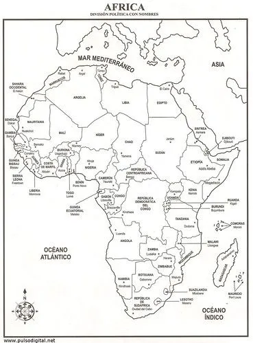 Mapa de África – División política con nombres | Pulso Digital Mapa de África – División política con nombres | Pulso Digital