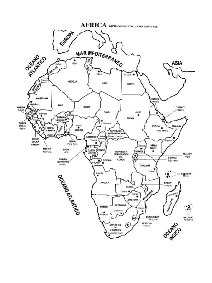 Mapa de África con nombres y sin nombres - Descarga ahora Mapa de África con nombres y sin nombres - Descarga ahora