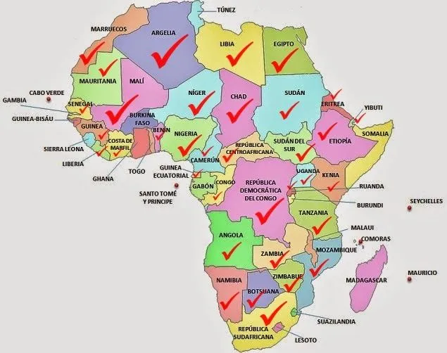 Mapa de África con. sus países - Imagui