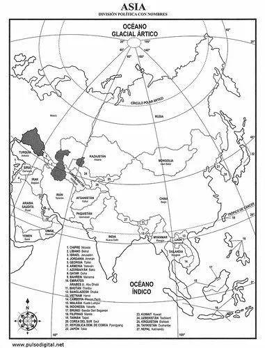 Mapa de Asia – División política con nombres | Pulso Digital