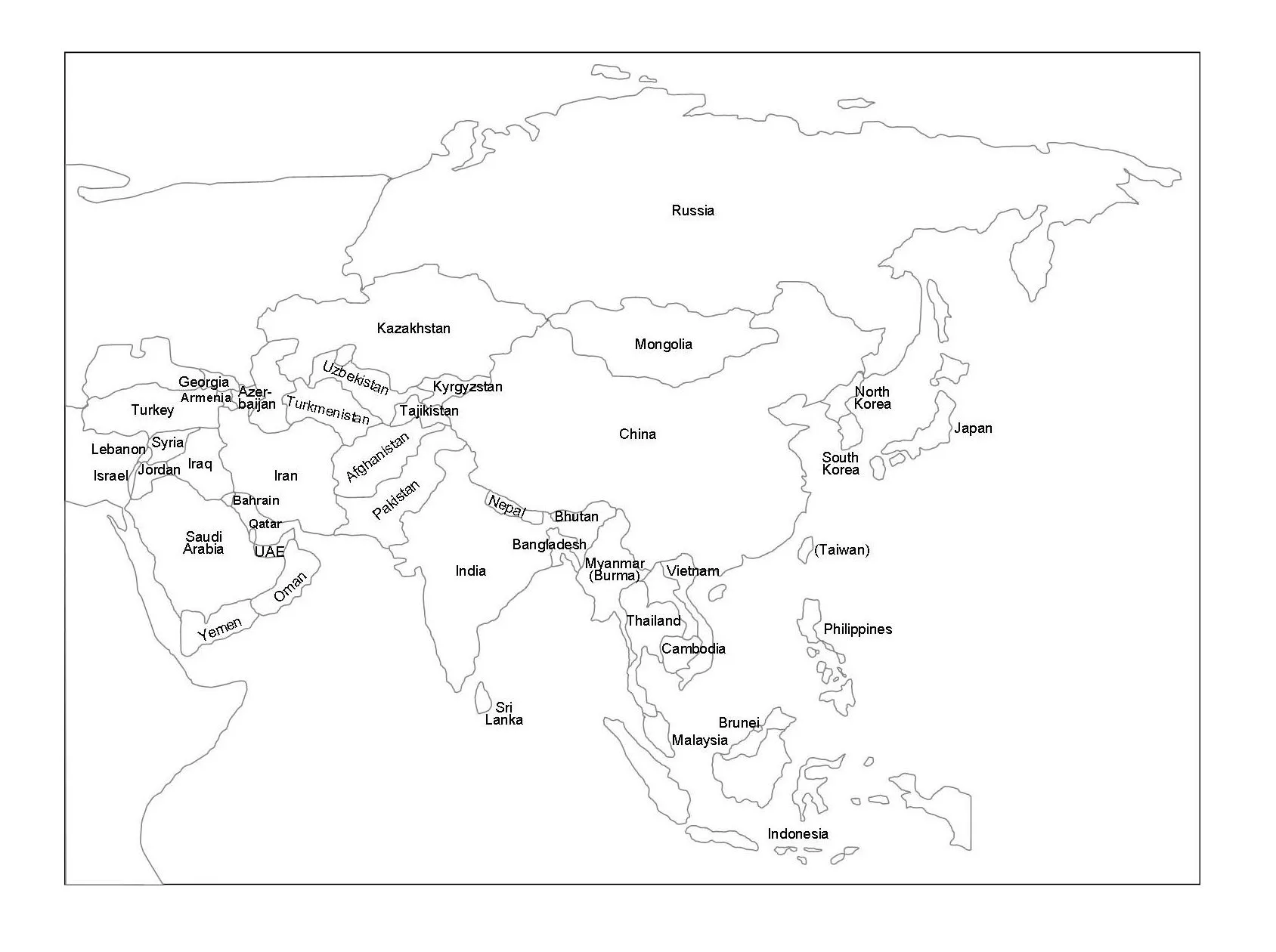 ▷ Mapa de Asia para imprimir | Mapamundi Político | Físico | Mudo | Con nombres ▷ Mapa de Asia para imprimir | Mapamundi Político | Físico | Mudo | Con nombres