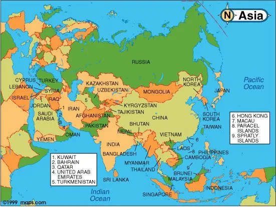 Paises de asia mapa - Imagui