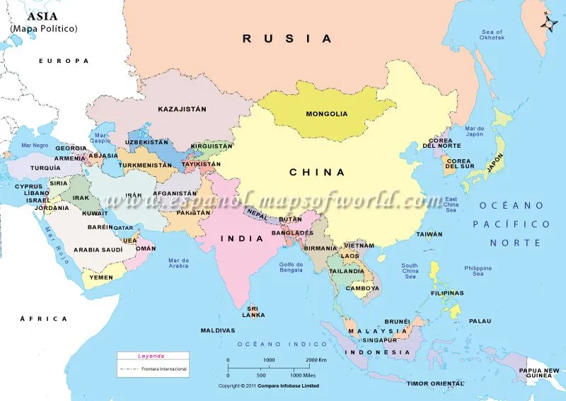 El mapa de asia con sus paises - Imagui