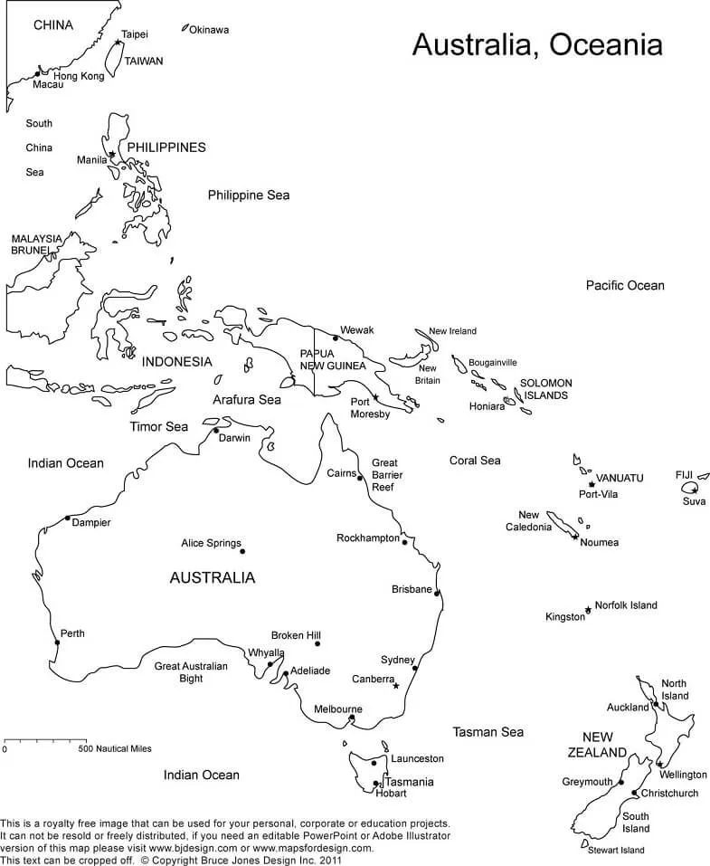 Mapa De Australia Y Oceanía para colorear, imprimir e dibujar –ColoringOnly.Com Mapa De Australia Y Oceanía para colorear, imprimir e dibujar –ColoringOnly.Com