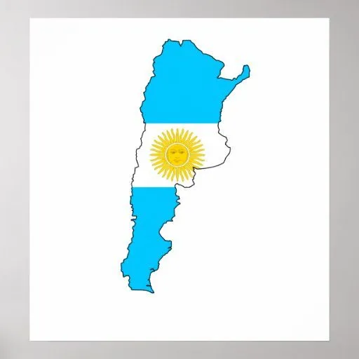 Mapa de la bandera de la Argentina del mismo tamañ Poster de Zazzle.