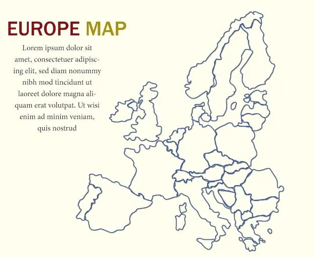 Mapa en blanco de europa mapa esquemático imprimible de europa | Vector  Premium