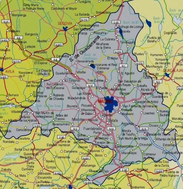 Mapa carreteras Comunidad de Madrid - Tamaño completo