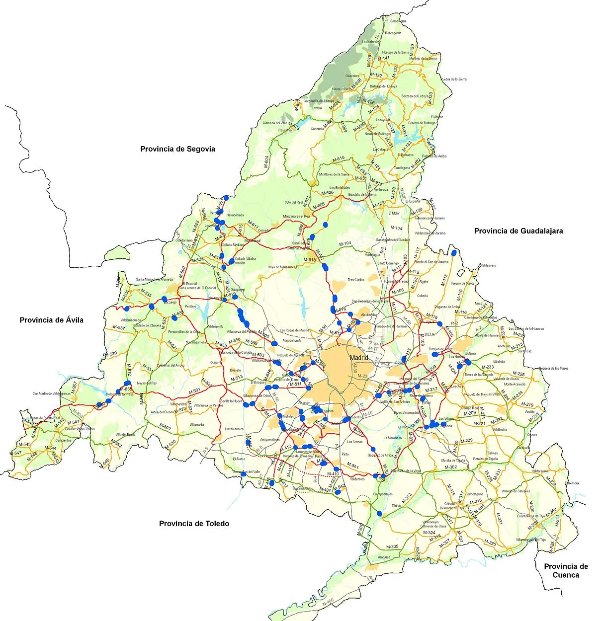 Mapa de las carreteras de Madrid 2009 - Tamaño completo Mapa de las carreteras de Madrid 2009 - Tamaño completo
