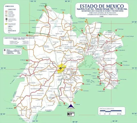 Mapa de carreteras del estado de México 1999 Mapa de carreteras del estado de México 1999