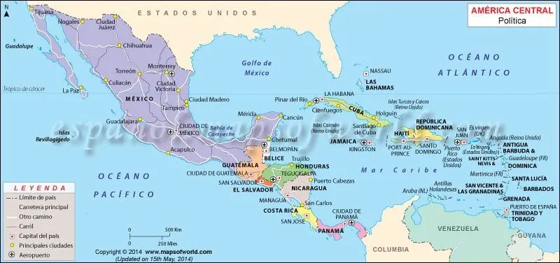 Mapa de Centroamerica | Mapa de America Central