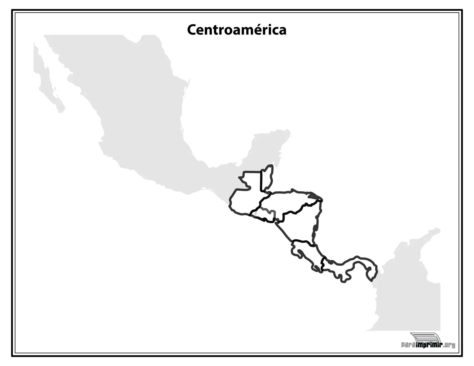 Mapa de Centroamérica sin nombres para imprimir Mapa de Centroamérica sin nombres para imprimir