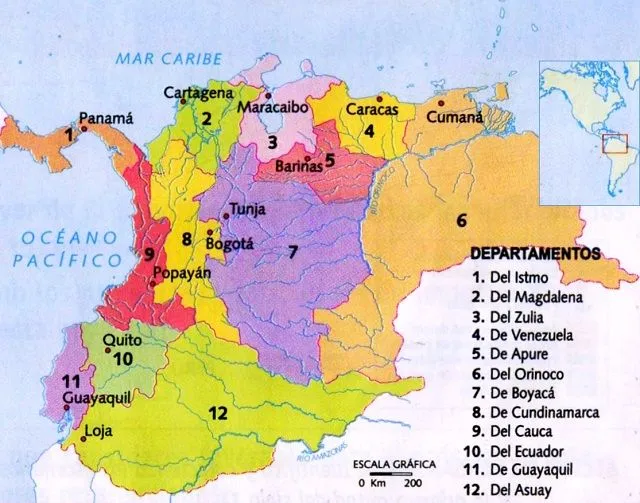 Mapa de Colombia: Gran Colombia (1819-1831) | Social Hizo