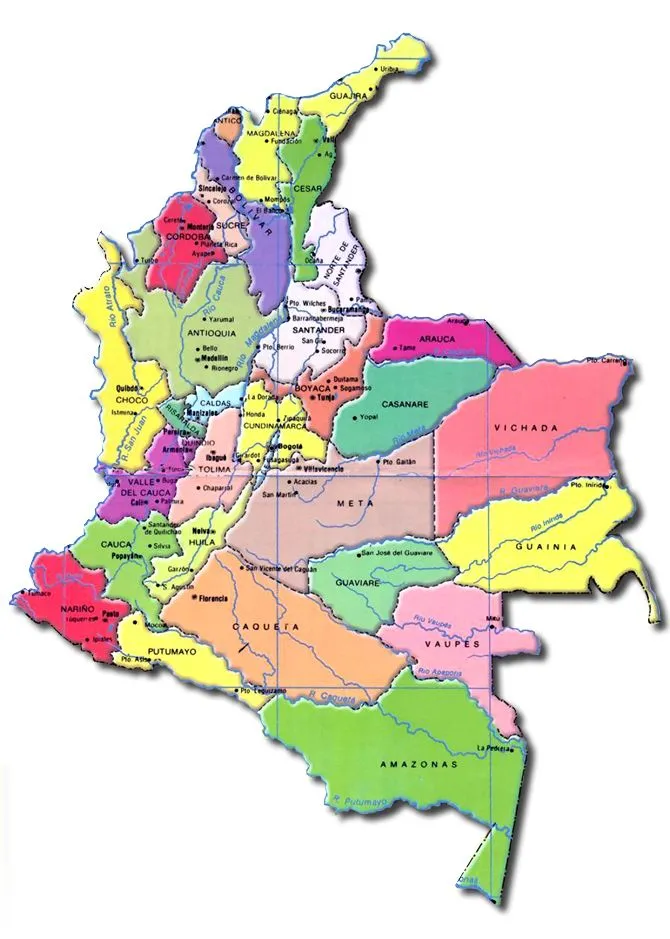 Mapa de Colombia con departamentos y capitales - Imagui Mapa de Colombia con departamentos y capitales - Imagui
