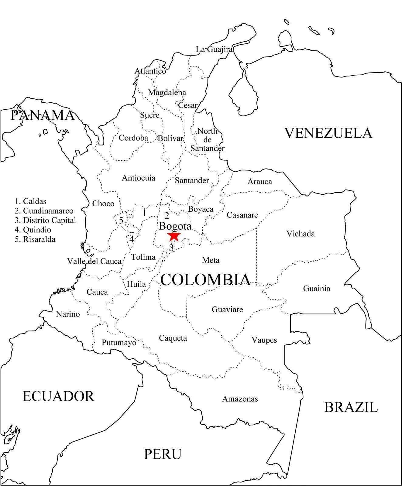 mapa de la gran Colombia para dibujar con los departamentos y capitales - Brainly.lat mapa de la gran Colombia para dibujar con los departamentos y capitales - Brainly.lat
